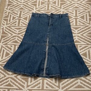 Stella McCartney Dark Blue Denim Flared Midi Skirt